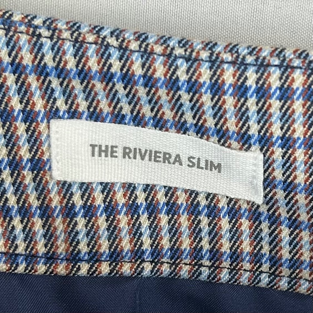 Loft Riviera Slim Blue Brown Plaid Ankle Pants Womens Size 16 Business Casual - Picture 10 of 10
